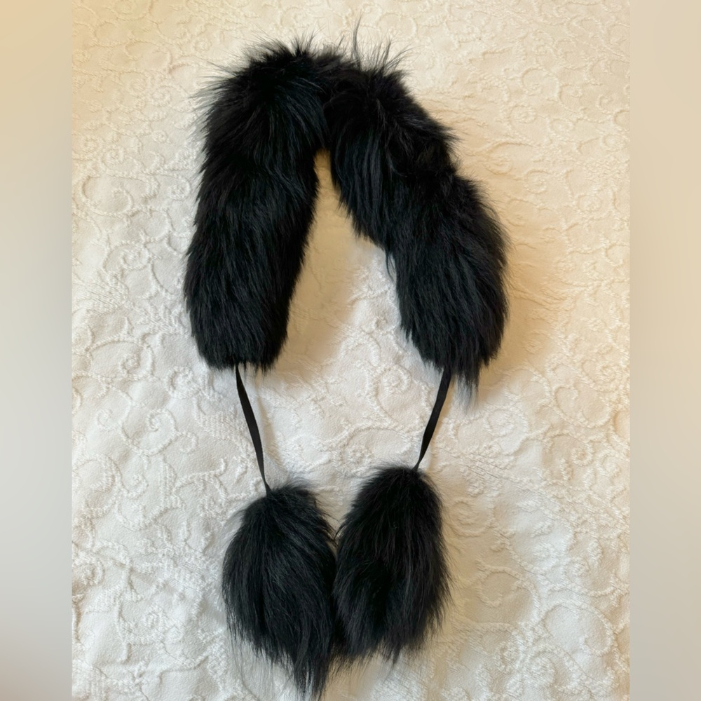 Vintage Genuine Fur Scarf- Chocolate Brown